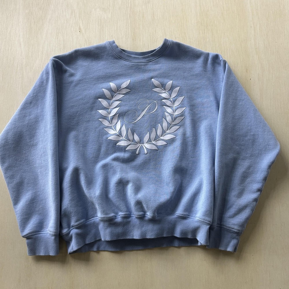 PINK Victoria's Secret Sweatshirt Womens Medium Blue P Wreath Fleece Pullover